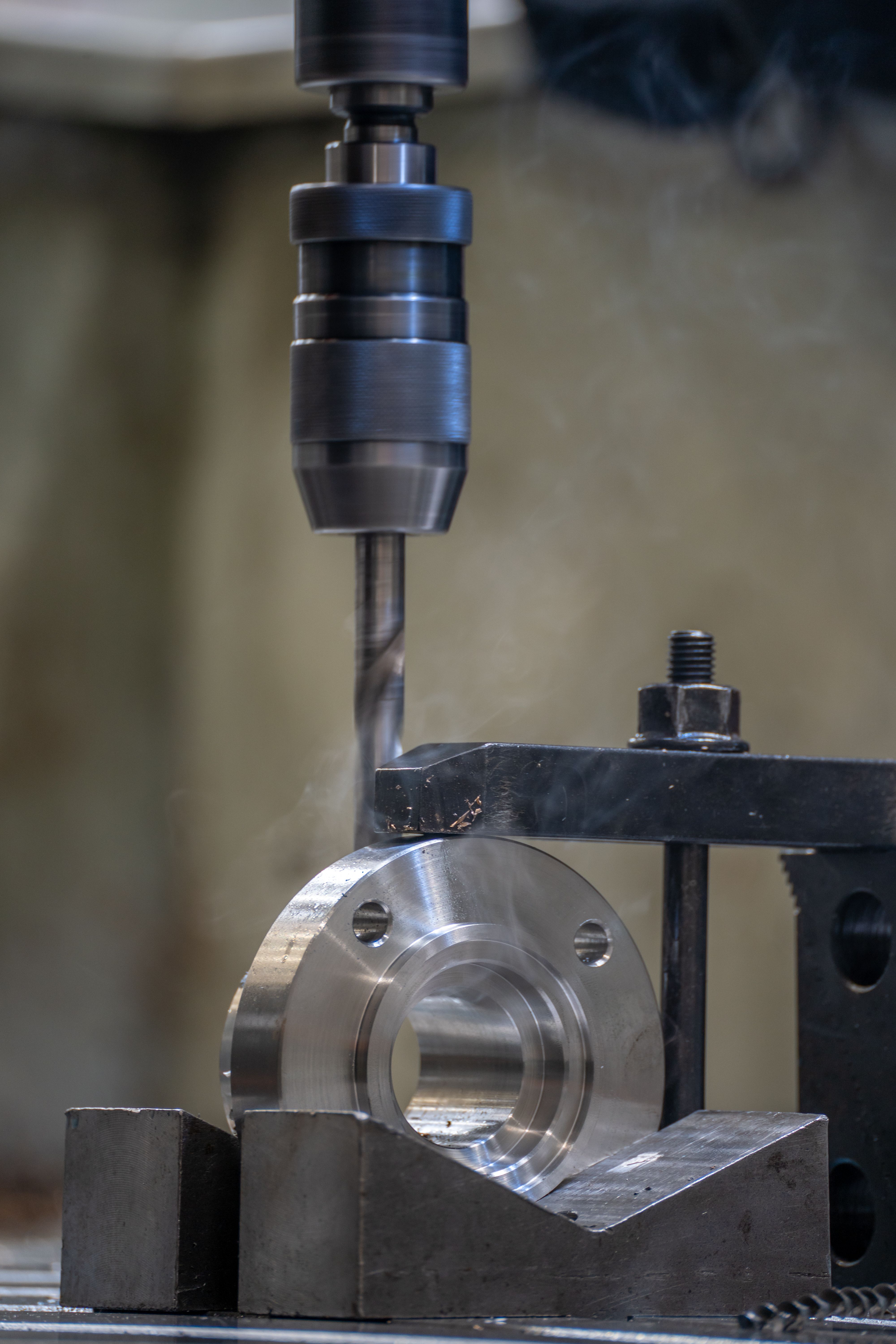 Machine shop floor with CNC equipment